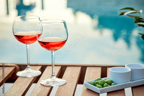 red wine on the summer terrace