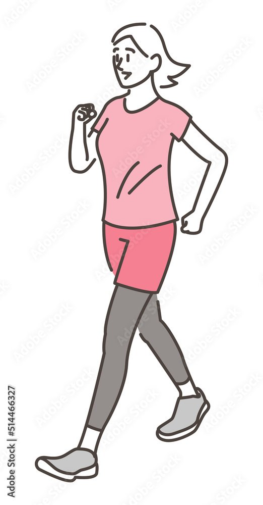 Full body vector illustration of a woman walking with a smile. Full body vector illustration of a woman walking with a smile.