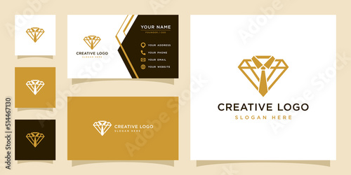 Vector graphic of diamond combined with tie logo design template