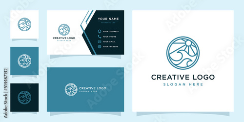 Vector graphic of seascape logo design template