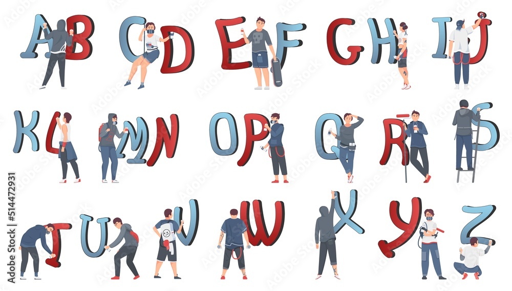 Graffiti Letters Set Stock Vector | Adobe Stock
