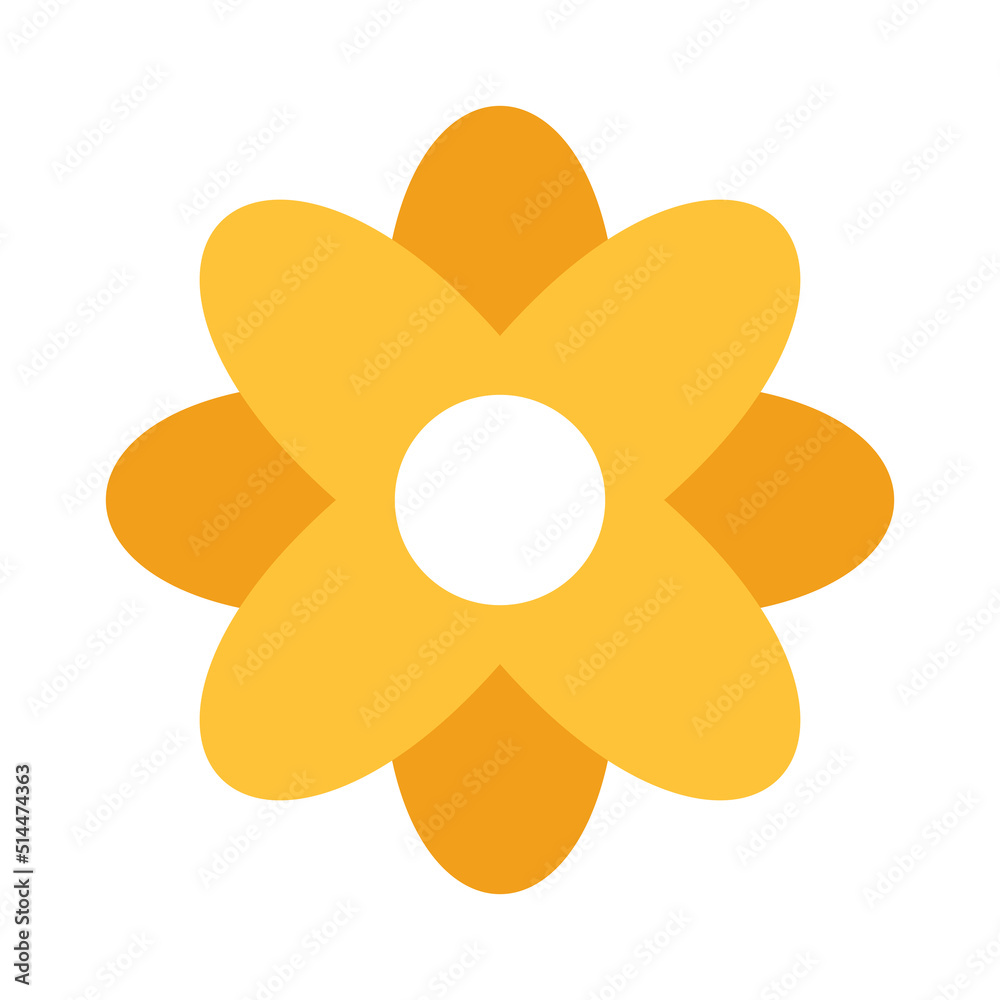 Retro Geometric Flower Flat Vector Icon