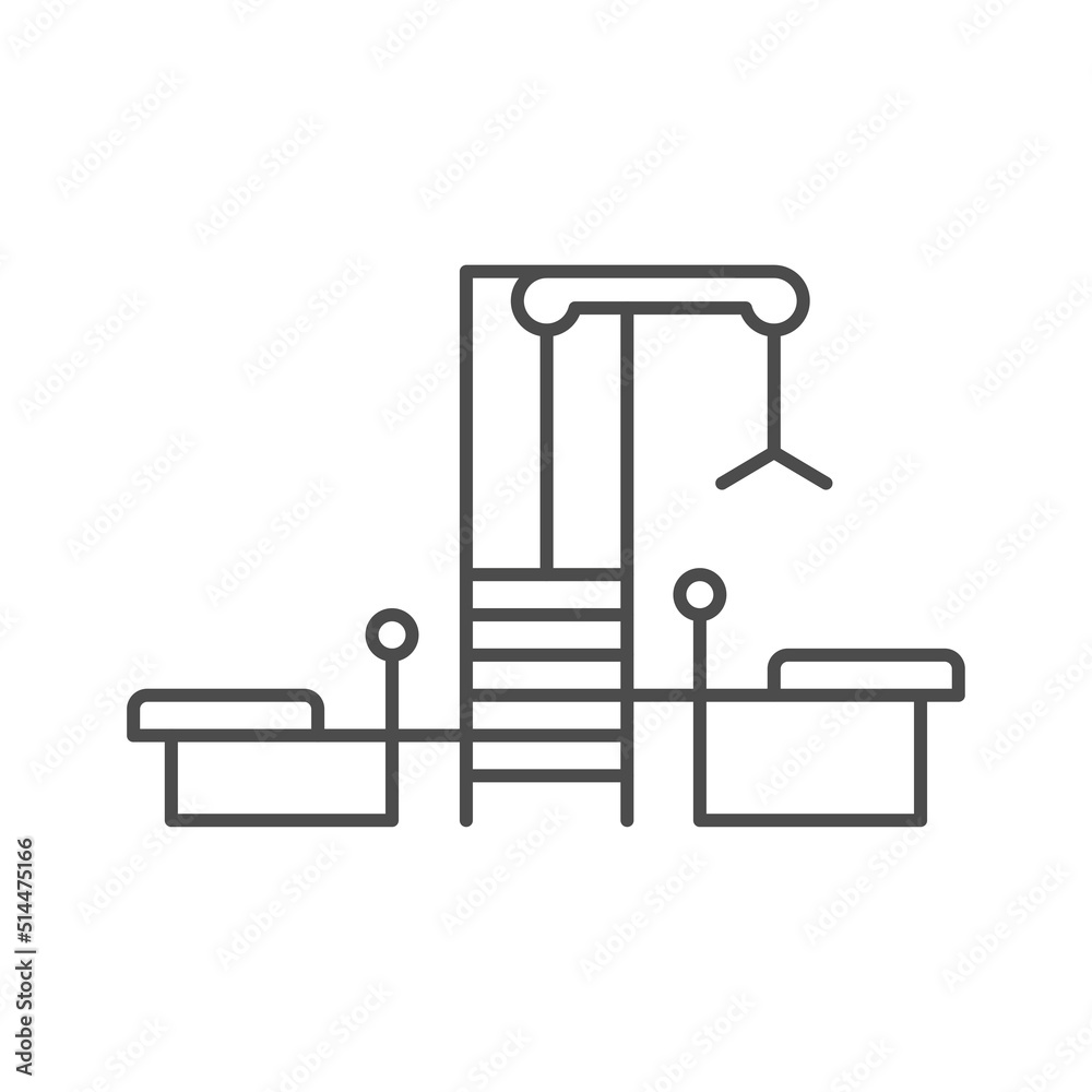 Gym machine line icon. linear style sign for mobile concept and web design. Weight machine outline vector icon. Fitness equipment symbol, logo illustration. Vector graphics