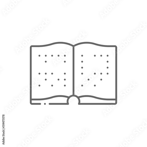 Braille book line icon. linear style sign for mobile concept and web design. Blind book pages outline vector icon. Symbol, logo illustration. Vector graphics