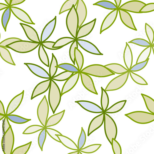 Simple foliage seamless pattern. Doodle leaves wallpaper. Botanical elements background.