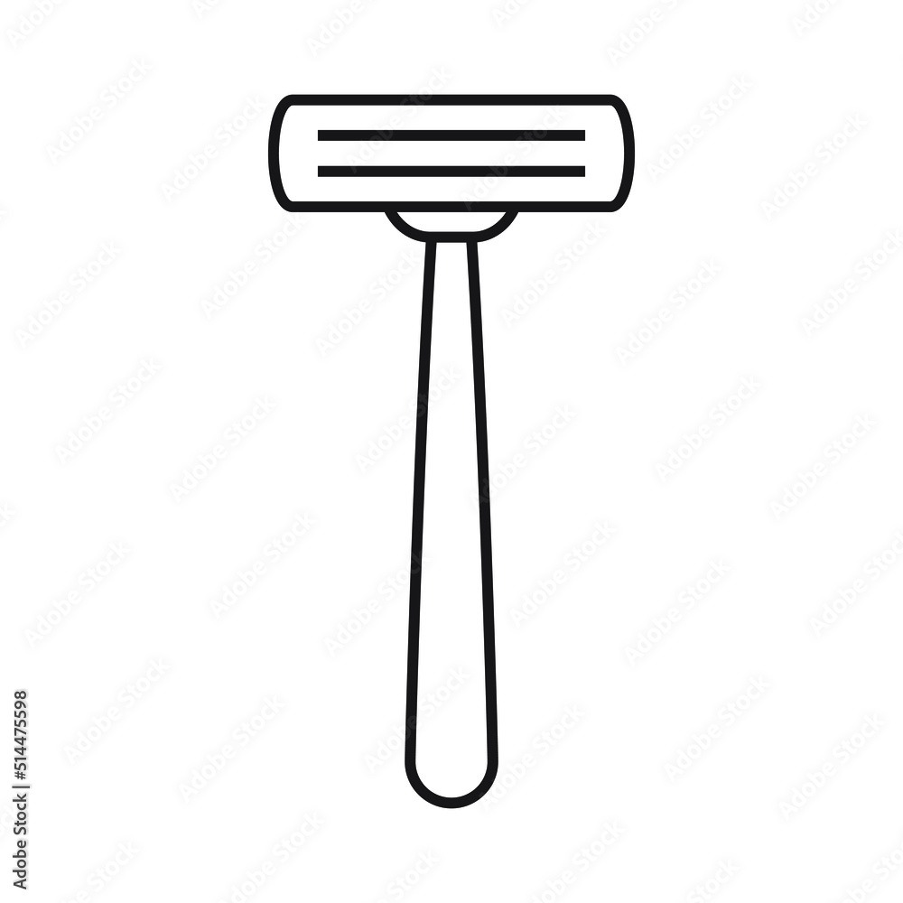 Shaving razor icon. Razor flat line icon. Expanded stroke. Shaving razor icon. Razor flat line icon. Expanded stroke.