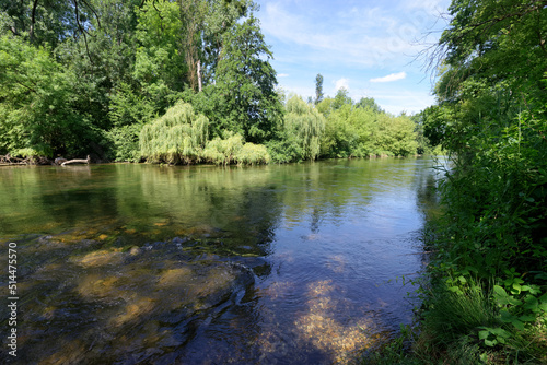 Loing river in the plain of Sorques. Ile-de-France region