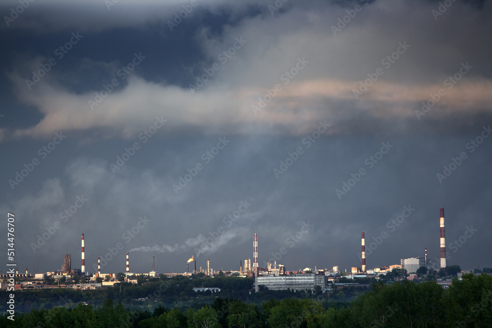 petrochemical factory chimneys