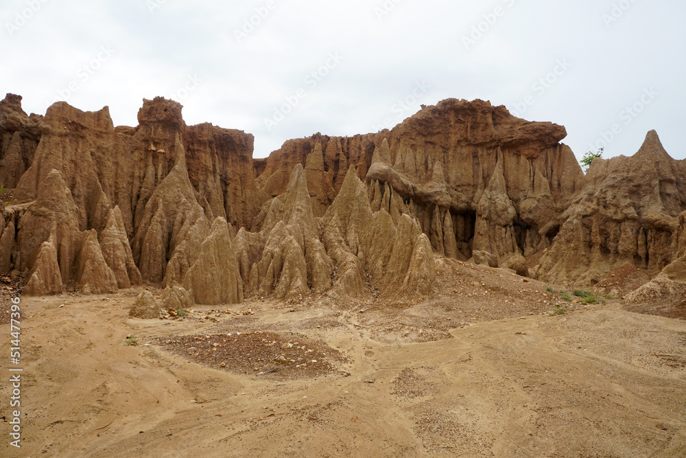 Geomorphic features caused by erosion and weathering of water and wind. Formed by tectonic movements during the Late Tertiary period or Pliocene Epoch. Grand canyon of Sao Din Na Noi, Nan, Thailand. Geomorphic features caused by erosion and weathering of water and wind. Formed by tectonic movements during the Late Tertiary period or Pliocene Epoch. Grand canyon of Sao Din Na Noi, Nan, Thailand.