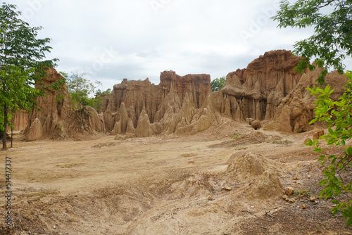 Geomorphic features caused by erosion and weathering of water and wind. Formed by tectonic movements during the Late Tertiary period or Pliocene Epoch. Grand canyon of Sao Din Na Noi, Nan, Thailand.
