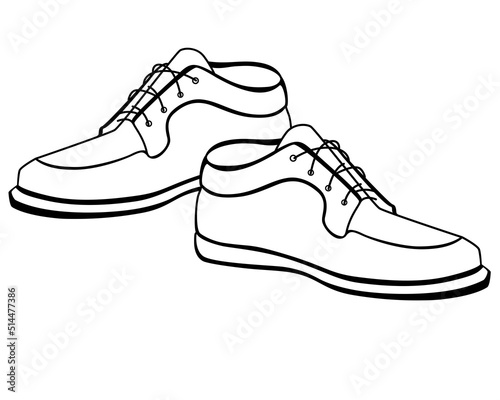 Men's shoes with laces - a vector linear picture for coloring. Shoes icon or logo for shoe store. Outline. Men's shoes.