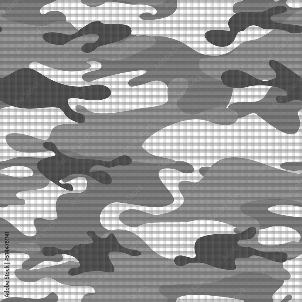 Fototapeta premium Camouflage seamless pattern. Abstract camo with mesh material. An endless pattern of spots. Print on fabric and textiles. Vector