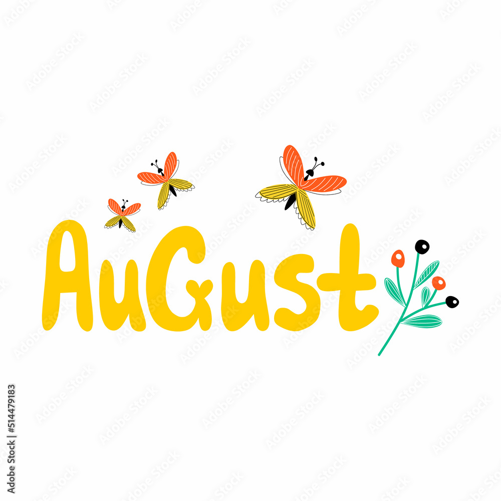 hello august cute summer illustration