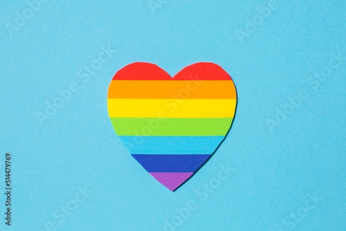 Obraz na płótnie Love Valentines heart in rainbow pride on the blue background