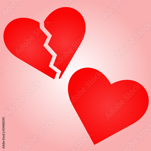 Red broken heart. Flat icon for apps and websites. Vector illustration.