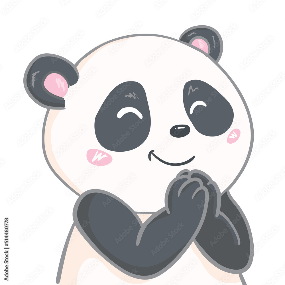 Obraz premium Hand drawn Cute panda. Handwritten Sweet Cute.