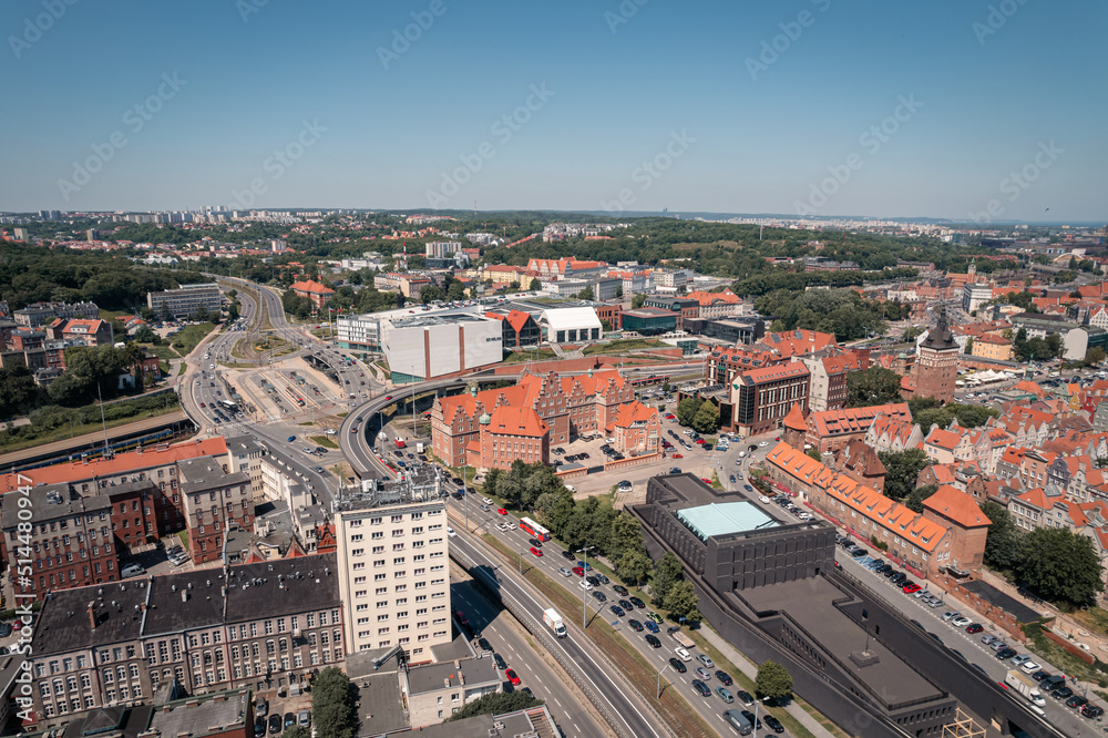 Naklejka premium The Old Town of Gdansk from a height