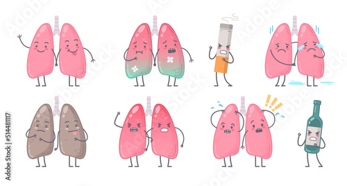 Cartoon Human Lungs Set