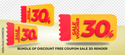 3D render coupon sale discound 30% for element sale promo
