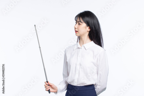 Asian business girl on white background