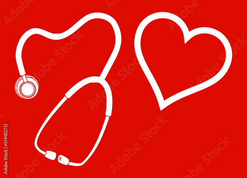 Stethoscope Love. Stethoscope and Heart sign vector.