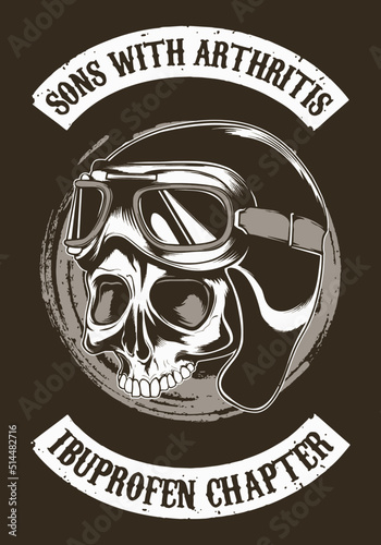 Sons of arthritis ibuprofen chapter. Funny biker t-shirt design.