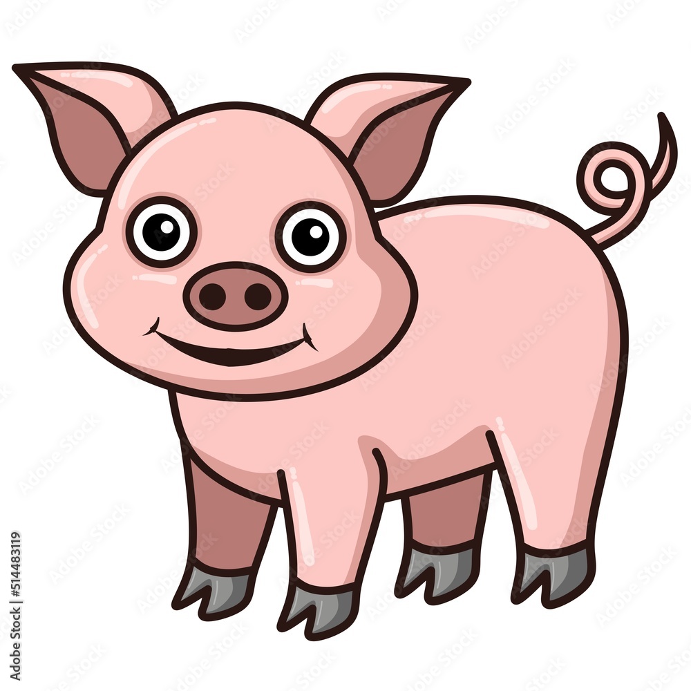 Fototapeta premium Illustration of Cute pig cartoon