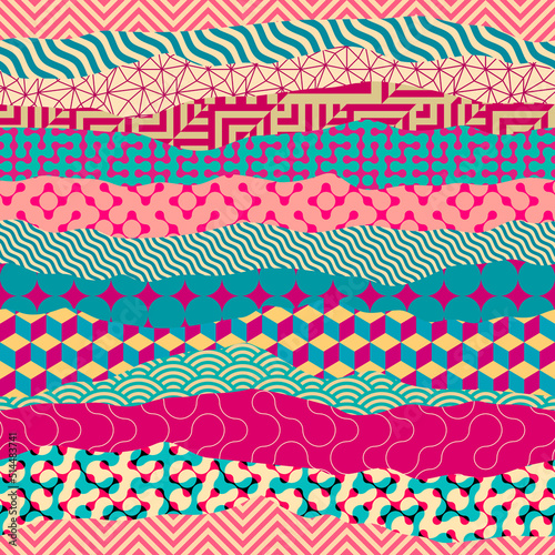 Patchwork textile pattern. Seamless quilting design background.