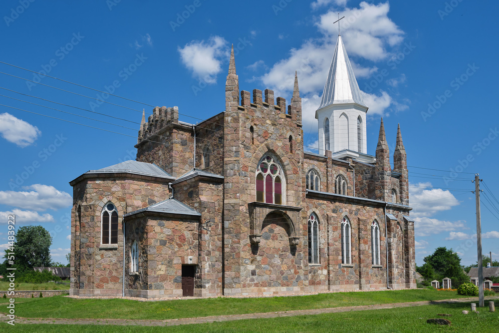 Old ancient catholic church of Our Lady of the Rosarya in Peski village, Grodno region, Belarus.