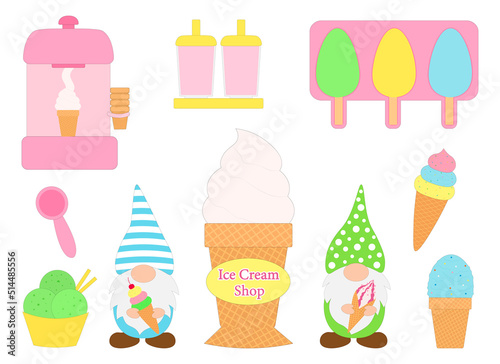 Gnomes ice cream vector illustration