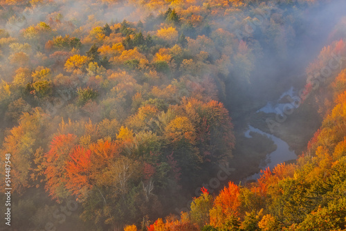 Landscape of autumn forest, Lake of the Clouds, Porcupine Mountains Wilderness State Park, Michigan's Upper Peninsula, USA