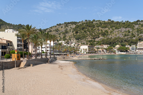 The beach in Port Soller on the island of Majorca