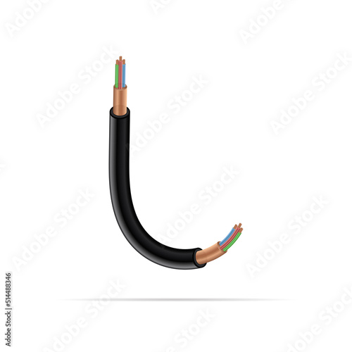 L letter electric cable design. Vector realistic font for logo, app logo, creative template etc.