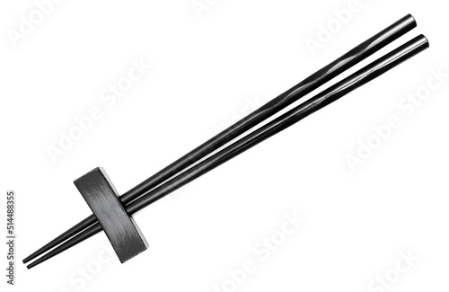 Black chopsticks isolated on white