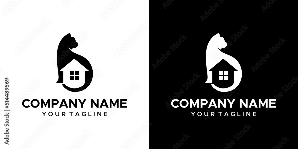 a graphic image of a cat house themed, on a black and white background. vector graphics base. a graphic image of a cat house themed, on a black and white background. vector graphics base.