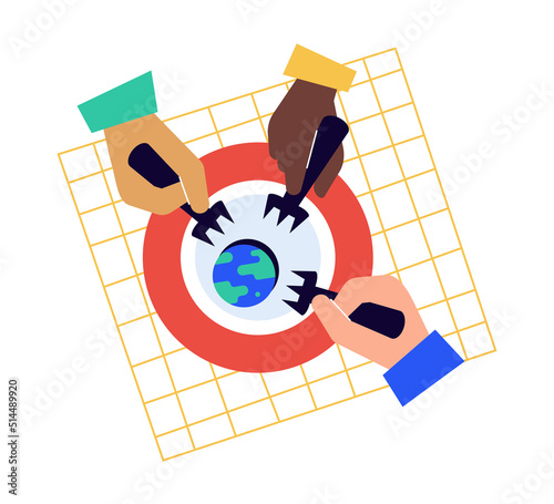 Dividing the planet - modern colorful flat design style illustration