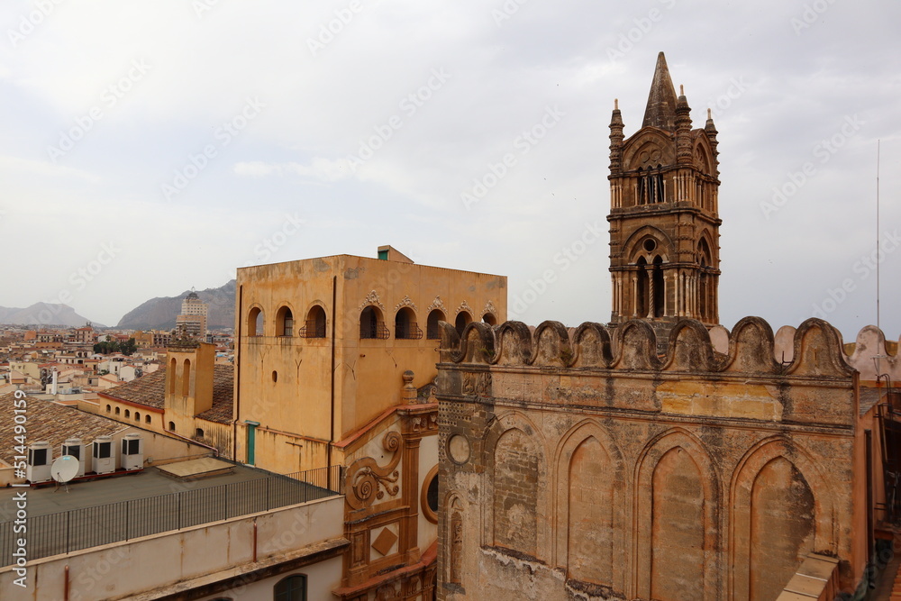 Palermo, Sicily (Italy): view from rooftop of The Cathedral of Palermo dedicated to the Assumption of the Virgin Mary. UNESCO World Heritage Site