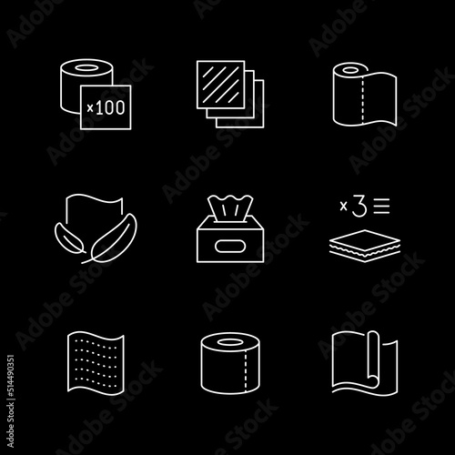 Set line icons of napkins and toilet paper