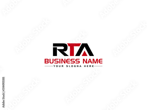 Typography RTA Logo Icon, Creative RT r t a Logo Letter Vector Art With Colorful Three Letter Unique Design For Business photo