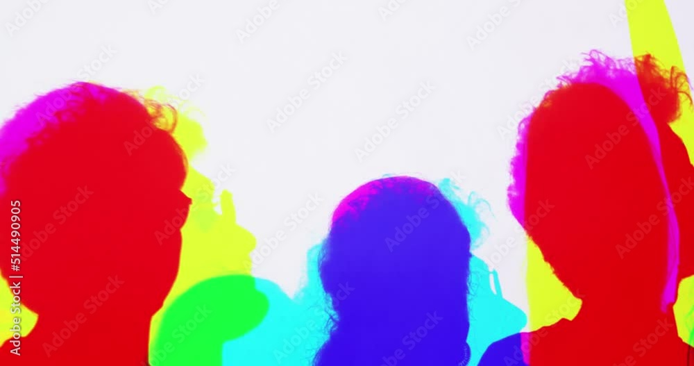 multi-colored moving people silhouettes on a white background. Protest. a party multi-colored moving people silhouettes on a white background. Protest. a party