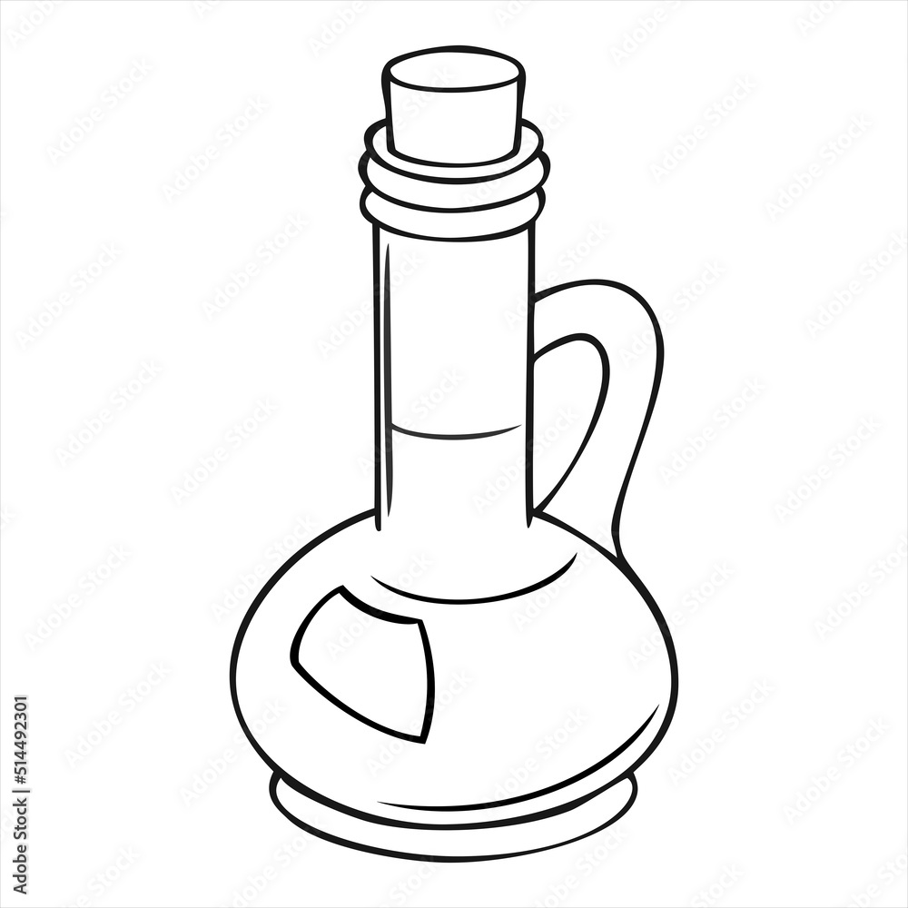 Monochrome picture, glass jug for oil, wine, vector illustration in cartoon style Monochrome picture, glass jug for oil, wine, vector illustration in cartoon style