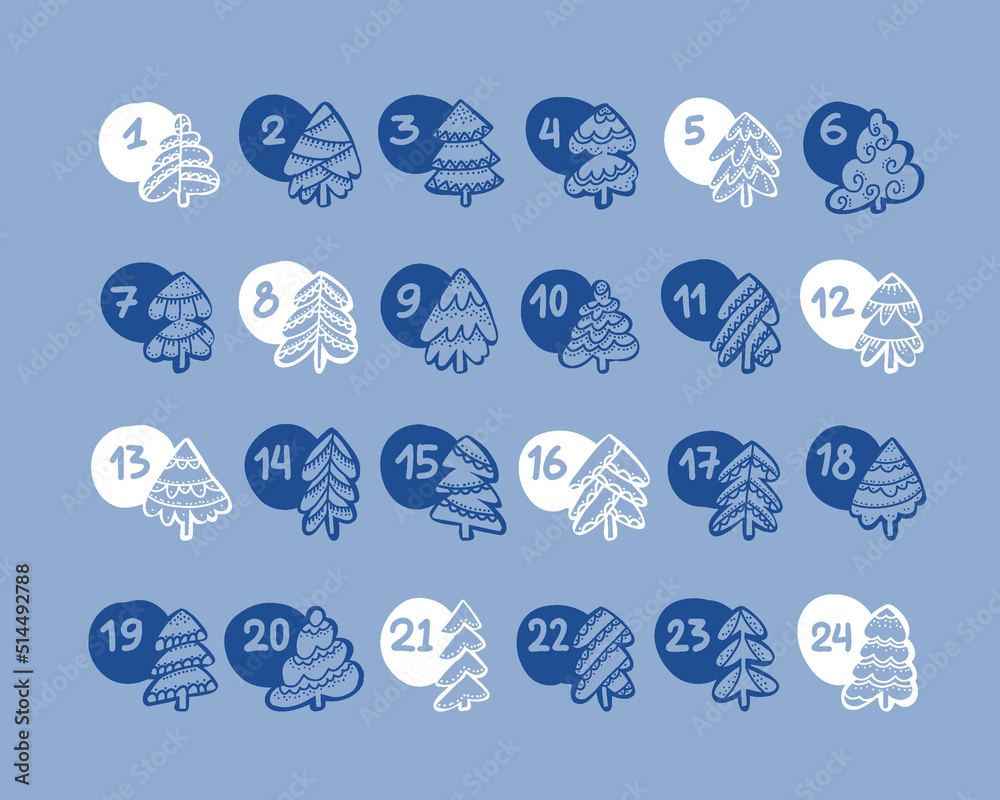 Xmas tree Advent calendar numbers for December Xmas tree Advent calendar numbers for December