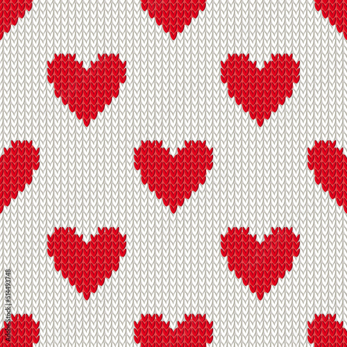 Knitted  Hearts Seamless Pattern