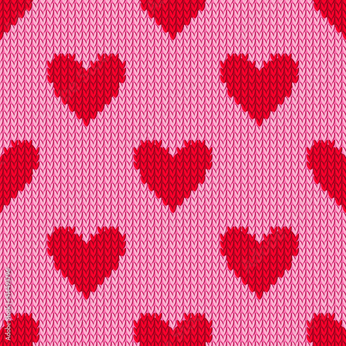 Knitted  Hearts Seamless Pattern
