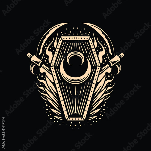 black coffin tattoo vector design