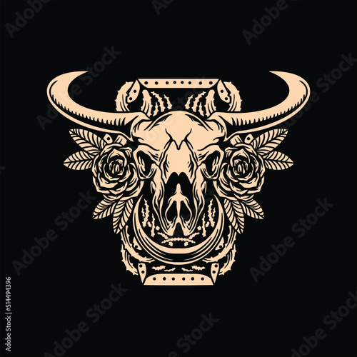 coffin bull tattoo vector design