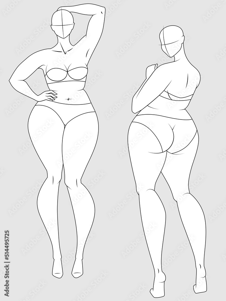 Plus Size 10 Heads Fashion Figure Templates. Exaggerated Croquis for Fashion Design and Illustration Plus Size 10 Heads Fashion Figure Templates. Exaggerated Croquis for Fashion Design and Illustration