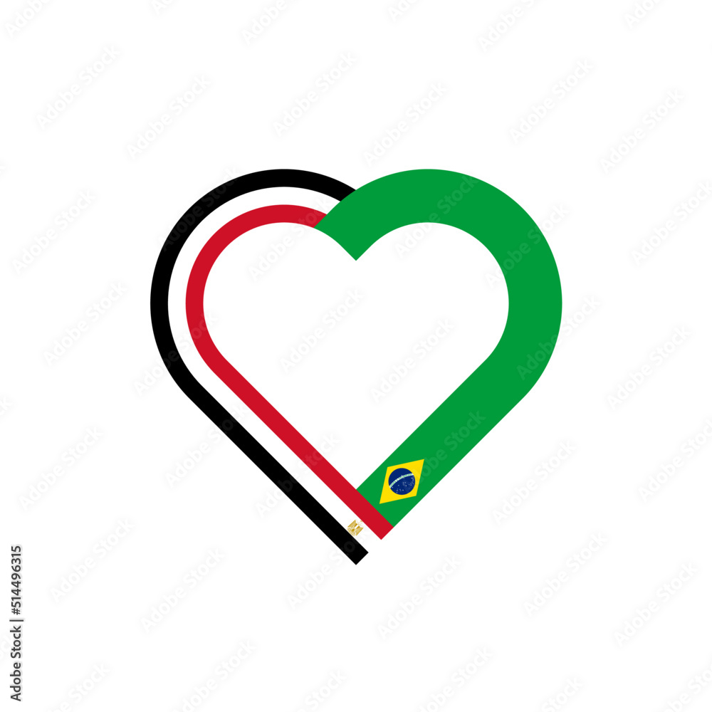 unity concept. heart ribbon icon of egypt and brazil flags. vector illustration isolated on white background unity concept. heart ribbon icon of egypt and brazil flags. vector illustration isolated on white background