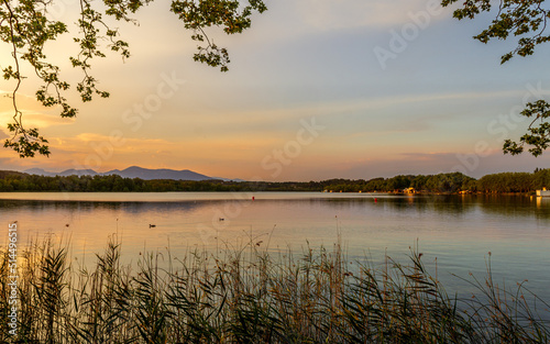 Beautiful sunset at Banyoles lake, Girona province, Catalonia, Spain