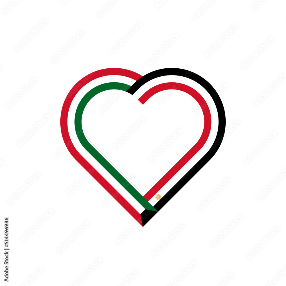 peace concept. heart ribbon icon of kuwait and egypt flags. vector illustration isolated on white background